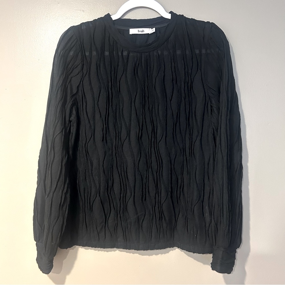 3/$25 b+ab textured sheer gothic black slouchy top loose fit office goth